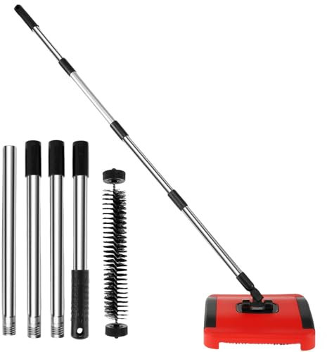 Spazzatrice Manuale per tappeti con crine di Cavallo, Spazzola per tappeti e Moquette, Non elettrica, efficiente, a Spinta Manuale, Spazzola a Rullo per la Pulizia di di Animali Domestici e