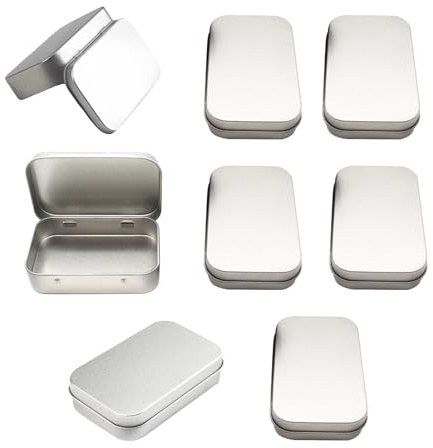 Belvanr Rostfrei Metalldöschen 8 Stücke Kleinen Blechdosen Metall Boxen mit Deckel Rechteckig Dosen Metalldosenbehälter mit Deckel Metalltasche Blechdose mit Deckel, 9.5 x 6.2 x 2cm, Silber