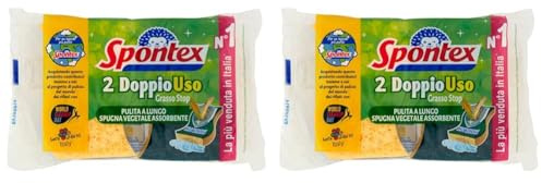 Spontex Doppiouso, Spugna Vegetale Assorbente, Anti Grasso, 4 Unità, Doppiouso (confezione da 4)