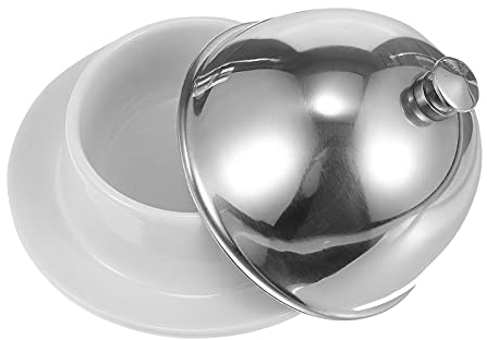 GLigeT Butterschale Keramik-Butter- und Käseform, runde Dessertschale, praktischer Saucenteller mit Deckel, Butteraufbewahrung Butterglocke