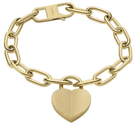 Fossil Damenarmband Harlow Linear Texture Heart Edelstahl goldfarben, JF04658710