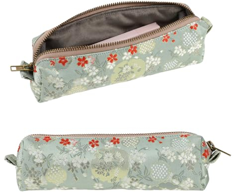 Molain Federmäppchen, Tragbare Schreibwaren Tasche, Kosmetiktasche Münzetui Kleine Gänseblümchen-Stickerei Bleistiftetui Büro Zip Schreibwaren Tasche Organizer Damen Kosmetiktasche für Schule (grün)