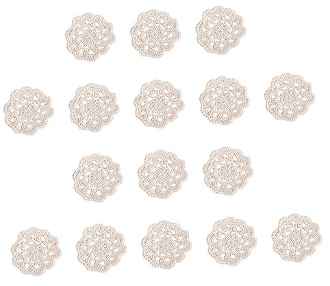 TEHAUX 20St Blumen von Hand gehäkelt Guipure häkeln weißer Spitzenbesatz runde Tischsets Häkelnadel DIY-Verzierungen Spitzenapplikation Patch Korb Dekorationen schmücken