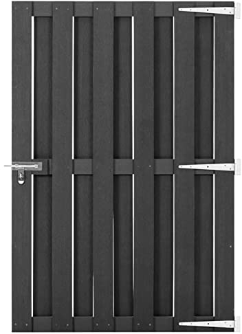 Mengtu WPC Gartentor 100x150cm, grau, robust & wetterbeständig - Mit Gleitverschluss & Montageset Model49085