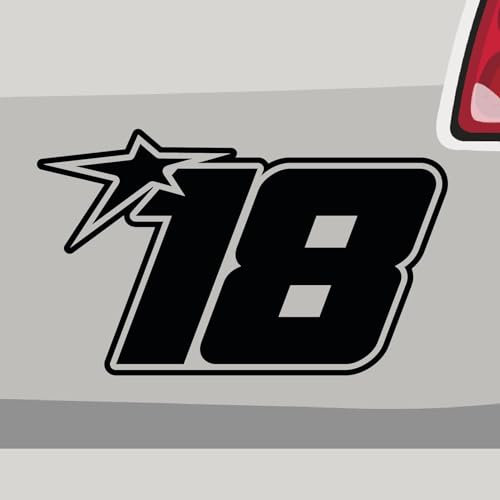 Stickerfreaks Startnummer 18 Aufkleber Zahl Sticker Auto Bike Auto Star Decal Vinyl Held Aufkleber Größe: 10x6cm (S) | Farbe: 90-Silber | Zahl Sticker Kleber Deko Tuning Startnummer