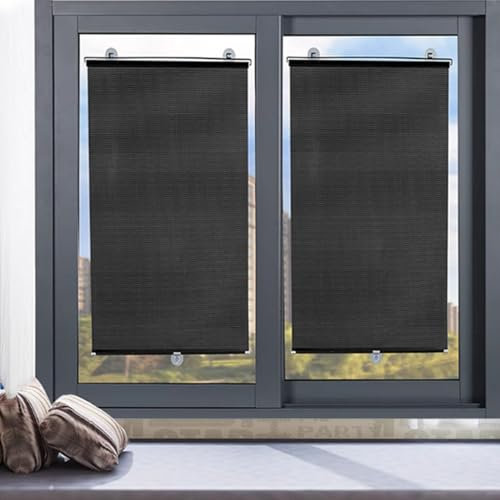 jiajulashou123 Verdunkelungsvorhang mit Saugnäpfen Saugnapf-Rollos Ohne Bohren Einziehbarer Fensterrollo Sonnenschutz Rollo UV-Schutz für Büro Auto,Sichtschutz (40x125cm)