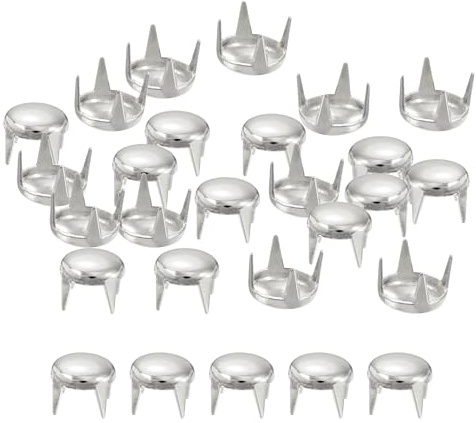 QUARKZMAN Remaches de Cúpula Redonda en Plata 5mm 80 Piezas | Clavos de Garra de Latón, Tachuelas de Púas Punk Rock para Ropa Diy, Cinturón de Bolsa de Zapatos, Pulsera de Cuero