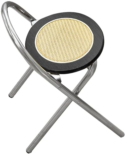 CUIYMXSC Klapphocker aus Holz, Barhocker aus Rattan mit Rückenlehne, tragbarer Klappstuhl, klappbarer Esszimmerstuhl in Thekenhöhe, klappbare Barhocker mit einer Tragkraft von 150 kg Safehappy