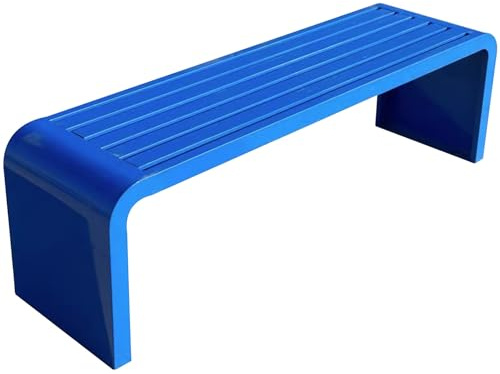 Gartenbank Metall Wetterfest 2 Sitzer Metallbank Outdoor Ohne Lehne Modern | Sitzbank Balkonbank Robust 300 kg Belastbar, Gartenmöbel für Park, Terrasse, Rasen, Hof(Blue01,120cm(47.24in))