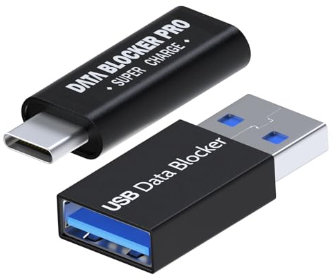 MMOBIEL Bloqueurs de Données [Lot de 2] – USB-A vers A + USB-C vers C – Charge Uniquement, Anti Juice Jacking – Adaptateurs Sécurisés Noirs