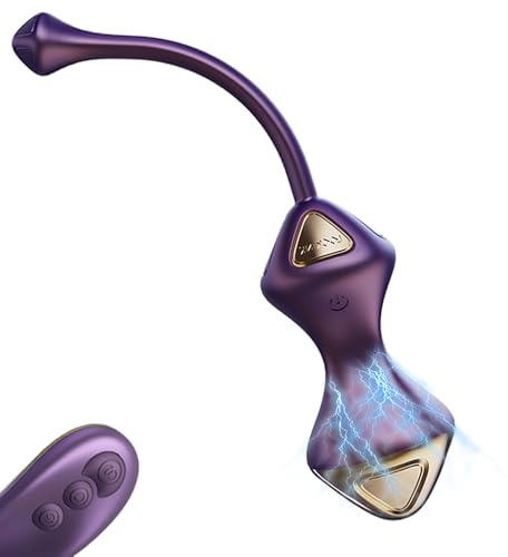 Lmgoc Beckenbodentrainer Bälle für Frauen, Elektrischer Schock Analplug Bullet Vibrator Mit 5 Elektroschocks & 7 Vibrationsmodi Elektrostimulation Buttplug für die Frau Paare Beckenbodentrainer (Lila)