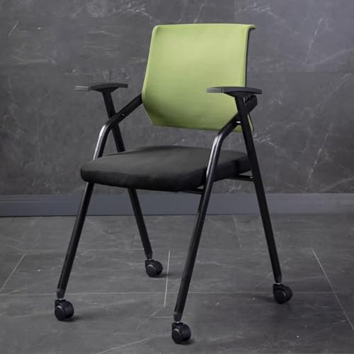 GYDUHYE Ergonomische Konferenzstühle mit Rollen, Netz-Stapelstuhl für Zuhause, Schule, Trainingsraum, Klappsessel für Wartezimmer, Bürostühle (Farbe: Grün)