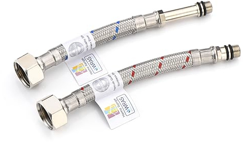 Home Range 2X M10 x 1/2, |9 Lengths|150mm Flexible Tap Connectors, Braided Stainless Steel Flexi for Kitchen & Basin Monobloc Mixer Taps, WRAS Approved, Rust & Corrosion Resistant, 1/2 BSP UK Fitting
