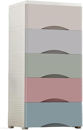 Kinder-Kleiderschrank-Organizer mit 3 Kunststoff-Schubladen, 50 cm breit und verdickter Aufbewahrungskorb, Macaron-Design, buntes Design