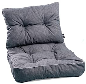 TexDeko® Loungekissen Gartenpolster Set mit Rückenkissen für Rattanmöbel Gartenkissen Premium, Wasserabweisende Polsterauflage Sitzkissen Gartenmöbel 80x80x12cm + 80x40x12cm (Grau)