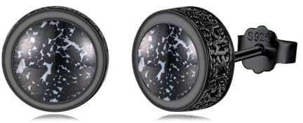 PARYFO Wikinger Ohrstecker für Männer 925 Sterling Silber Schwarz Rune Ohrstecker Onyx Ohrringe Wikinger Nordischer Schmuck für Männer Frauen Mädchen
