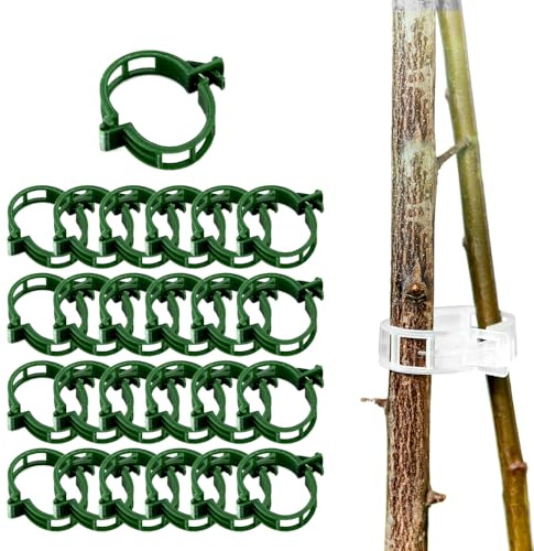 Plant Supports for Outdoor Plants, 2025 New Plant Clips, Plant Clips for Climbing Plants, Twine Vine Trellis Cage, Vegetable Garden Plant Support Clips Grafting Tools (200, Green)
