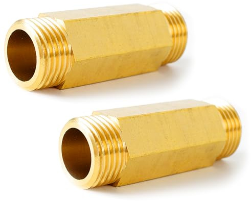 2 Stück Messing Hahnverlängerung, G1/2 x 30 mm Messing Verlängerung Fitting, 1/2 Zoll AG Gewindeverlängerung Rohrnippel, 30MM Gewinde Rohrdoppelnippel, für Luft, Wasser, Öl, Rohranschluss