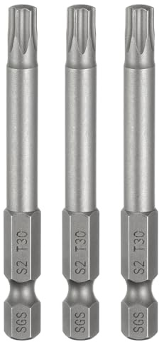 QUARKZMAN 3Pz T30 Punte Cacciaviti Torx 2.6 (65mm) L Set Precisione | Gambo Esagonale 1/4, Magnetiche, Senza Foro, Antimanomissione, a Stella a 6 Punte, in Acciaio S2, per Uso Industriale