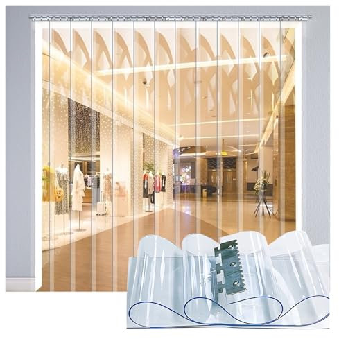 SYFXZZDS Lamellenvorhang Lamellen Streifen, Transparenter Streifenvorhang Lamelle Lamellenvorhang für Lagerhäuser, Fabriken, Supermärkte, Einkaufszentren, Lagerhallen, Firmentüren(165x290cm/64.96x114.