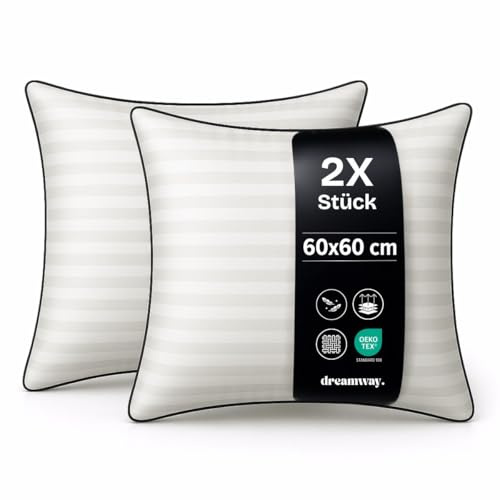 Cuscini Letto 60x60 cm Set di 2 Cuscino Morbidi e Confortevoli, Qualità Alberghiera di Lusso, Traspiranti e Anallergici, Ideali per Chi Dorme di Lato, sulla Schiena e a Pancia in Giù, Lavabili