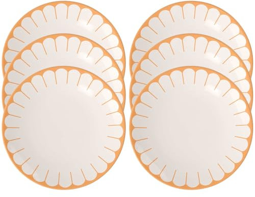 Villeroy & Boch - Lot de 6 assiettes plates Fleur Soleil de 27 cm - En porcelaine pour plats principaux - Grandes assiettes empilables - Passe au lave-vaisselle et au micro-ondes - Porcelaine de