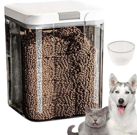 Generico Contenitore Per Cibo Per Cani - Contenitore Ermetico Per Alimenti - Secchio Trasparente 5L A Stagna Sovrapponibile per Dispense Garage Cucine - Conserva Freschezza e