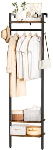 YMYNY Appendiabiti da Parete, Mobile da Ingresso, Alto 180CM Attaccapanni da Terra, Attaccapanni Muro Scaffale, per camera da letto, soggiorno, Stile Industriale, Marrone Rustico HGR003H
