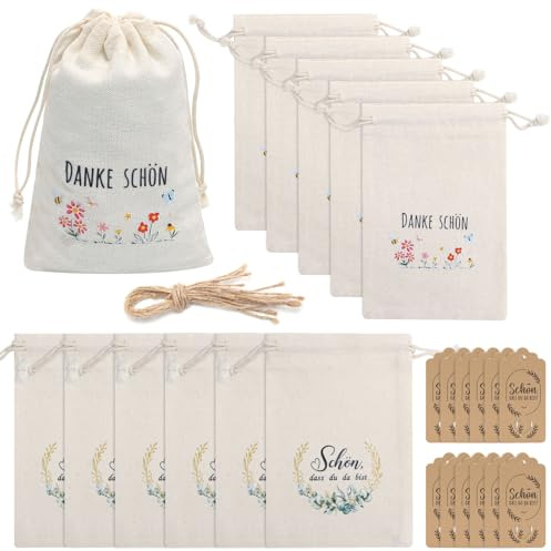 12 Stück Baumwollsäckchen 10x15cm mit Kordelzug – Kleine Stoffbeutel als Gastgeschenke für Hochzeit, Taufe & Geburtstag – Nachhaltige Geschenkbeutel, Mitbringsel & Schmucksäckchen