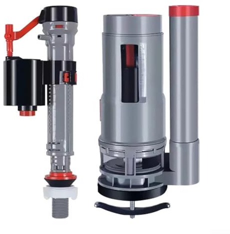 Kit di sostituzione con sifone a doppio scarico per WC, sistema di scarico con valvola di scarico da 24 cm e valvola di ingresso estensibile da 33 cm, per serbatoi d'acqua del bagno