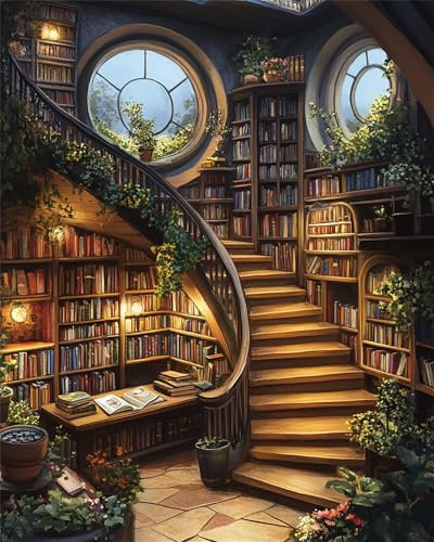 Puzzle 1000 Teile für Erwachsene, Magische Bibliothekstreppen 75x50cm Puzzle Erwachsene 1000 Teile Lernspiel Herausforderung Spielzeug, Geschicklichkeitsspiel für die ganze Familie