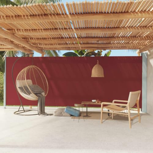 Refined Tenda da Sole Laterale Retrattile per Patio 200x600 cm Rossa