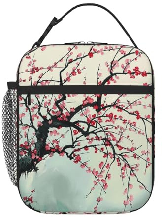 Sac à déjeuner isotherme réutilisable avec imprimé cerisier japonais pour femme/homme, travail, pique-nique, école, voyage