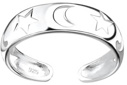 MONKIMAU - Stern Zehenring - aus 925 Sterling Silber - Zehenringe, Fußring, Toe Ring - hypoallergen & nickelfrei - Boho Sommer Look - für Damen & Frauen