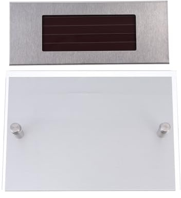 TOVINANNA Lampada Solare con Numero Civico in Acciaio Inox 4 LED Lampada da Parete a Induzione Solare Luce Esterna con Rilevatore Crepuscolare per Indirizzo Casa