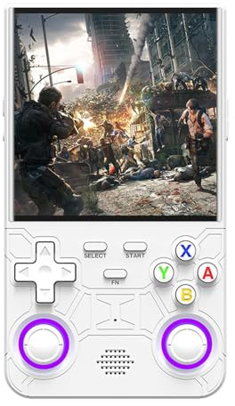 R36 Ultra Console di gioco portatile retrò, schermo HD da 5,1 pollici, memoria da 128 GB, macchina da gioco portatile multi emulatore, viola e arancione (bianco)