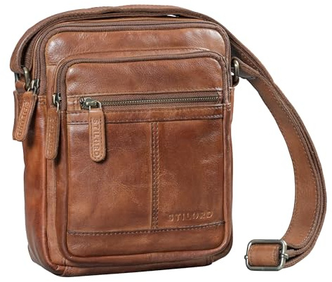 STILORD Lorenzo Kleine Umhängetasche Herren Leder Crossbody Herrentasche Vintage Ledertasche Schultertasche Männerhandtasche kompakte Messenger Bag für 8 Zoll Tablet Farbe:maraska - braun