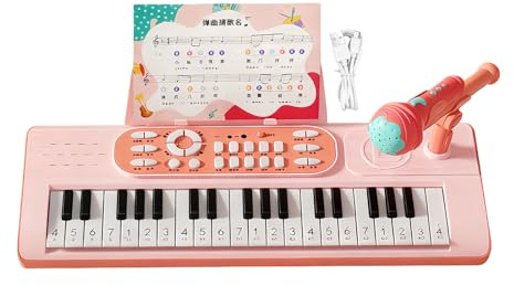 Tastiera per pianoforte - Strumento ricaricabile a 37 tasti con microfono | 2 modalità di gioco pianoforti e tastiere per - Regalo per ragazze e ragazzi per Natale e compleanno