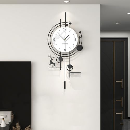 Moderno Stile Nordico Orologio da Parete Creativo Minimalista Decorativo Orologio da Pendolo Silenzioso Alimentato a Batteria Orologio al Quarzo per Soggiorno Camera da letto Ufficio Cucina, 36*72 cm