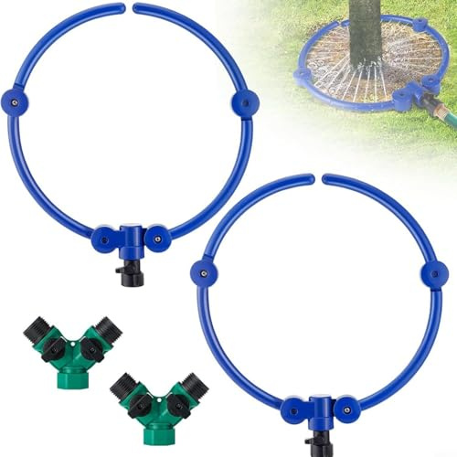 TONIXY Sistema de anillo de riego de árbol de 360 grados con aspersores circulares de 13 pulgadas, dispositivo de riego de raíces profundas ABS para árboles, macizos de flores y arbustos (2 unidades