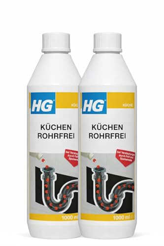 HG Küchen Rohrfrei 2er Pack – Abflussreiniger für Küchenabflüsse, löst Fett, Öl & Essensreste