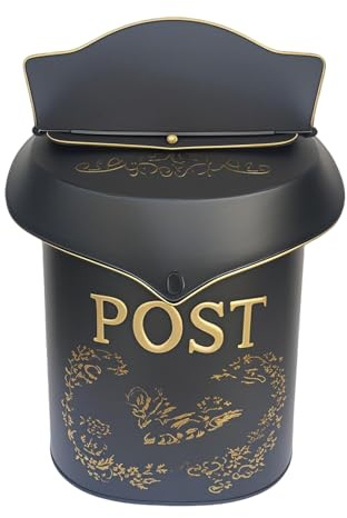 TentHome Cassetta Postale da Esterno in Ferro Battuto Vintage a Parete Nero, Cassetta delle Lettere Filo Muro Cancello Rustica, Buca Lettere Originale Decorativa per Matrimonio Villa Giardino Feste