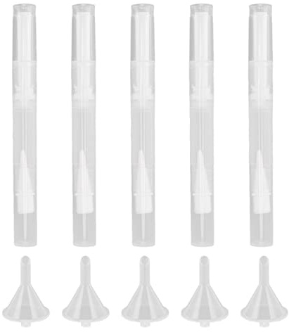 Haofy Nageloljepenna Läckagesäker med Borste för Nagelvård, 5 Ml Påfyllningsbar Behållare för Resor, Transparent Plaströr 5 Set för Kosmetikaentusiaster