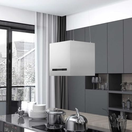 Generico Cappa da Cucina ad Isola Sospesa LCD con Sensore 37 cm Acciaio,Cappe da Cucina