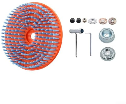 Lot de 4 brosses de nettoyage pour tondeuse à gazon avec poils métalliques, kit d'outils de jardinage pour enlever les tontes d'herbe et les débris du carrelage, des sols et des murs, orange (B)