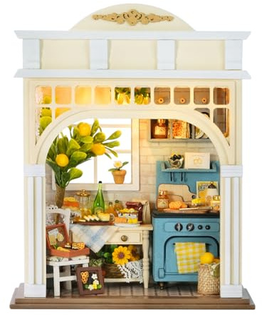 CUTEROOM Maison de poupée Miniature à Monter soi-même, modèle de Maison en Bois avec lumière LED et œuvre Musicale pour Adultes, Amateurs de Bricolage, décoration (Blanc Laiteux)