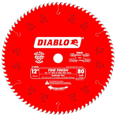 Diablo Saw Blade for Wood - 12 x 80 Hi-ATB Teeth, 1 Arbor