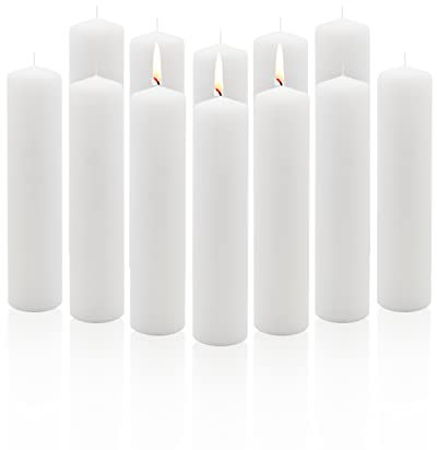 Royal Imports Pillar Candles White Unscented Premium Wax, 60 Hours Burning for Wedding, Spa, Party, Birthday, Holiday, Bath, Home Decor - 2x9 Inch - Set of 12