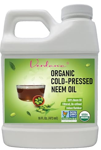 Verdana Organic Neem Oil – Cold Pressed, 100% Pure Neem Seed Oil, Concentrated Multi-Purpose Oil for Skin, Hair & Plant Use, No Additives - 16 Fl Oz