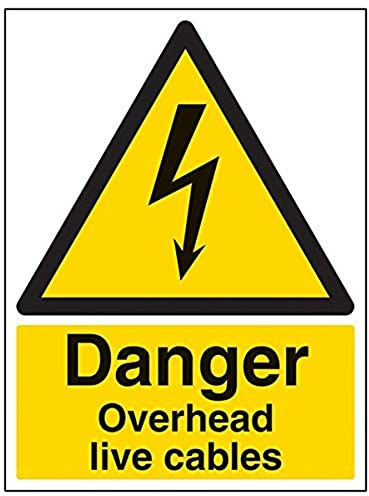 vsafety 68015bc-s Danger Overhead Live Kabel Sign, Portrait, 300 mm x 400 mm (3 Stück)